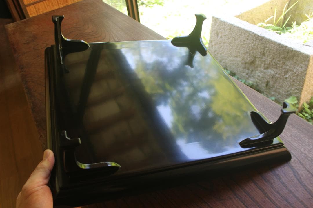 デッドストック！前大峰作！極上沈黒草文の映える脚付四方膳（検輪島塗お膳お盆茶道具