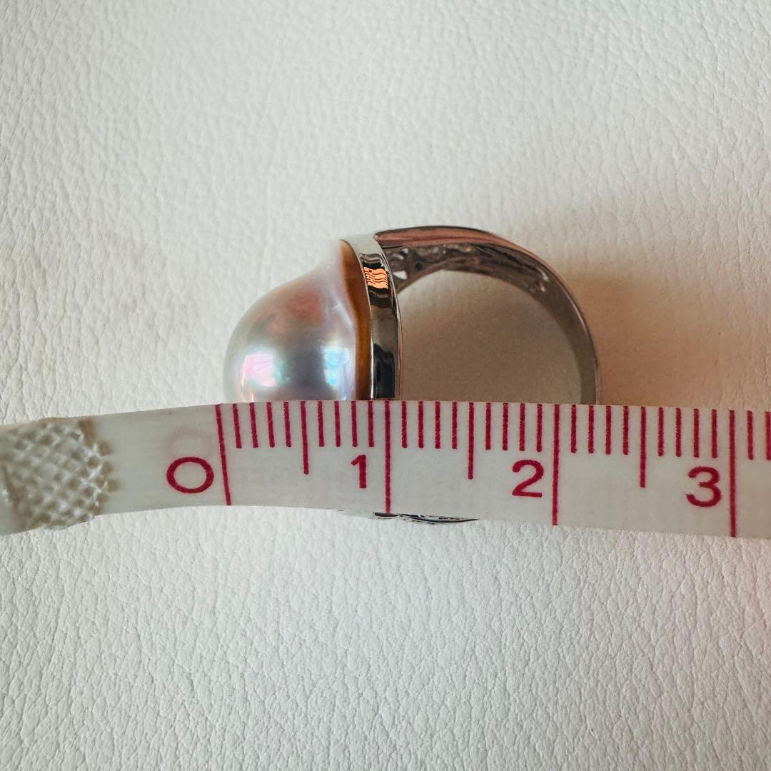 大粒 マベパール リング 指輪 シルバー925 13号 内径17mm