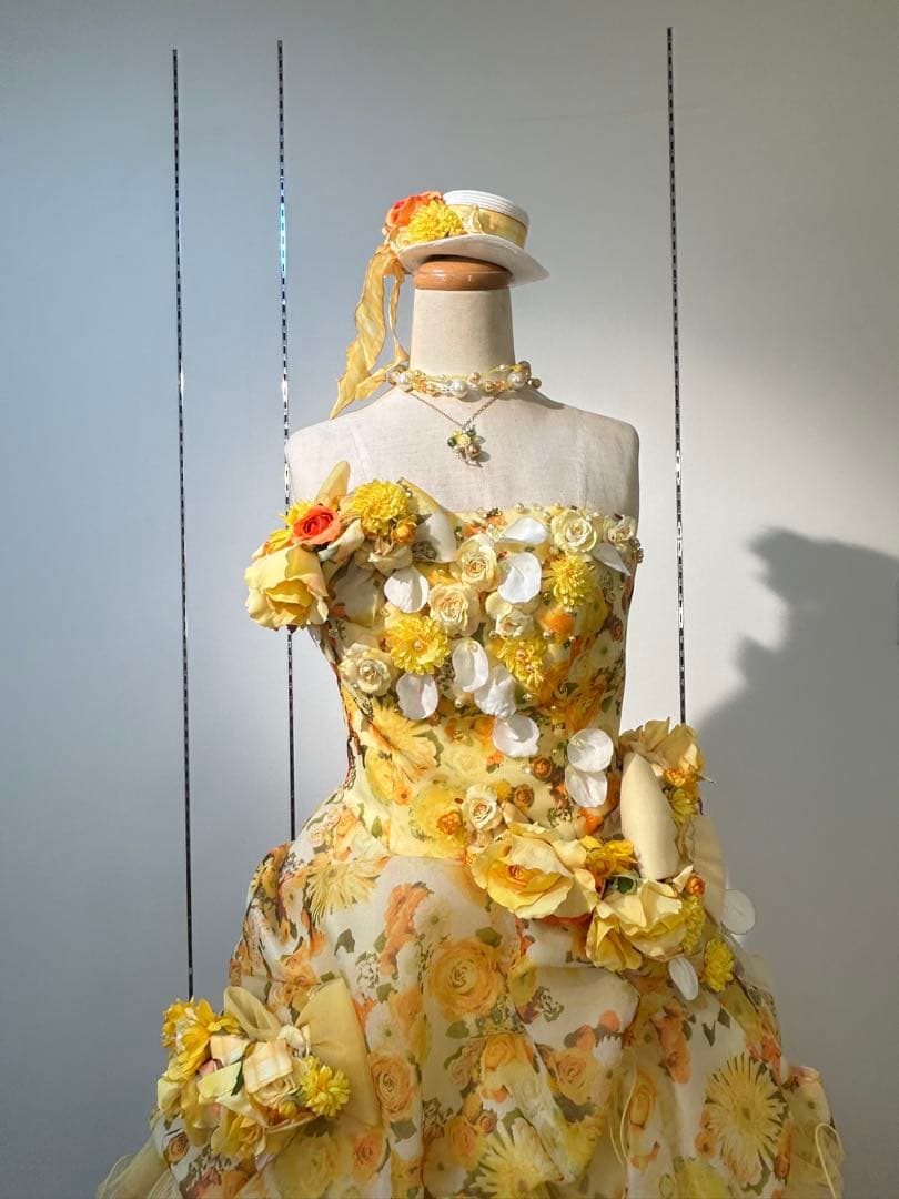 フラワーデコレーション イエロードレス 9〜13T