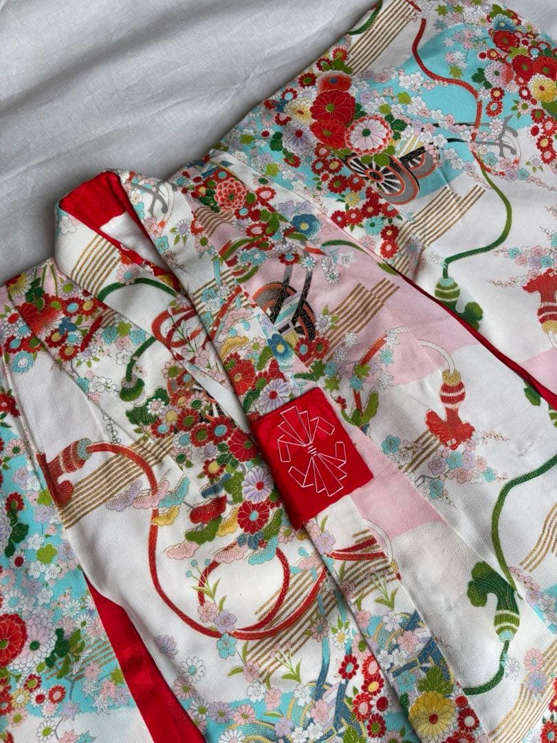 七五三 3歳 女の子 アンティーク着物 帯 エプロン被布 セット