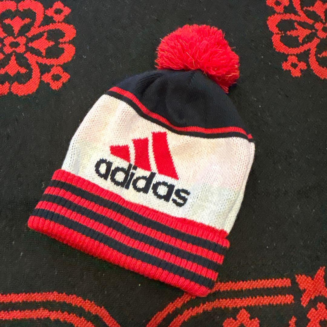 Y2K old adidas ボンボンニット帽 ビーニー ヴィンテージ - メルカリ