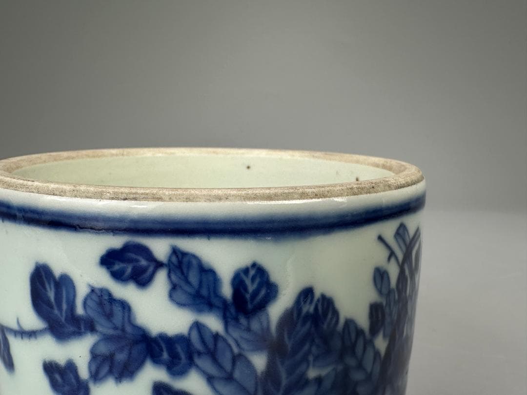 中国美術　清時代　文房具　香道具　青花花蝶文　染付　火入　硯 唐物 旧家蔵出し