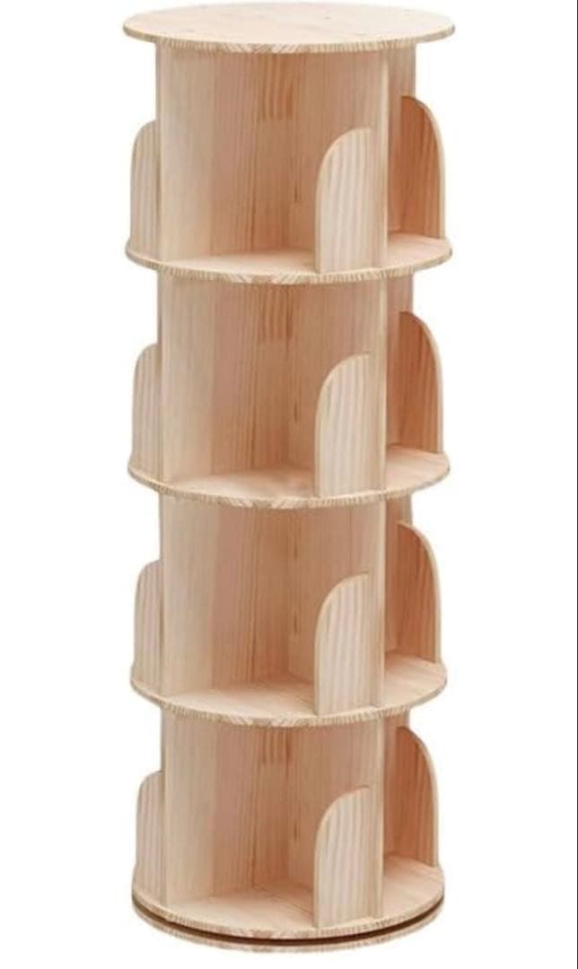 無垢材回転式本棚 360°回転本棚大容量省スペース収納ラック4段129cm Amazon｜無垢材 回転式本棚 360°回転ラック 大容量収納 4段式 省