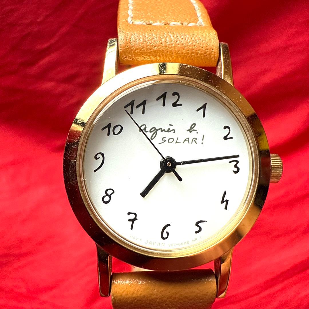 Agnes b 腕時計 アニエスb SOLAR レザ ベルト ゴ ルド色 Tapies Bachar