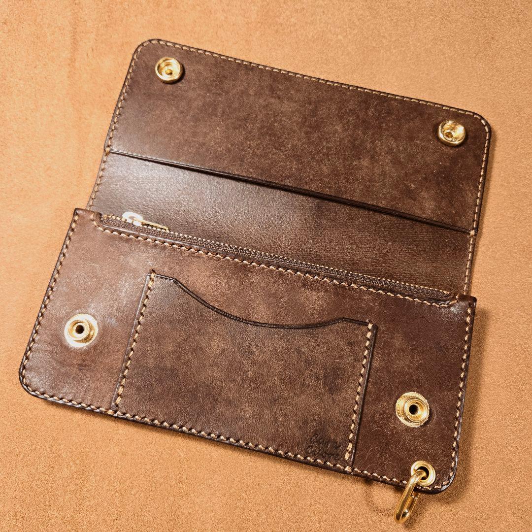 267ロング　トラッカーウォレット　イタリアンレザーMARGOT【ダークブラウン