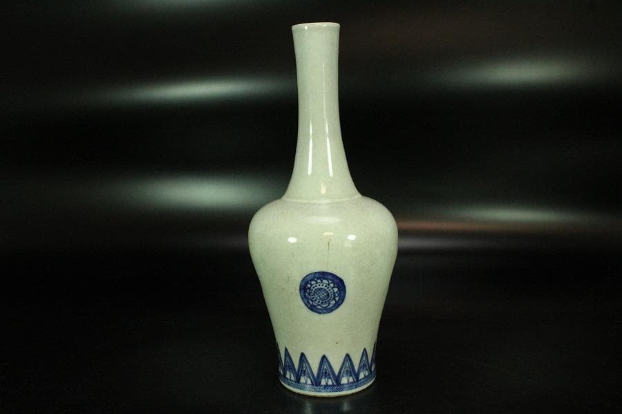 中国美術 青花 首長瓶 高25cm(K-A202)