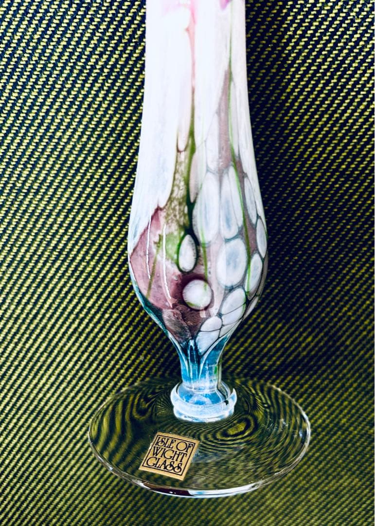 英国 Isle of wight glass アートガラス 花瓶 一輪差