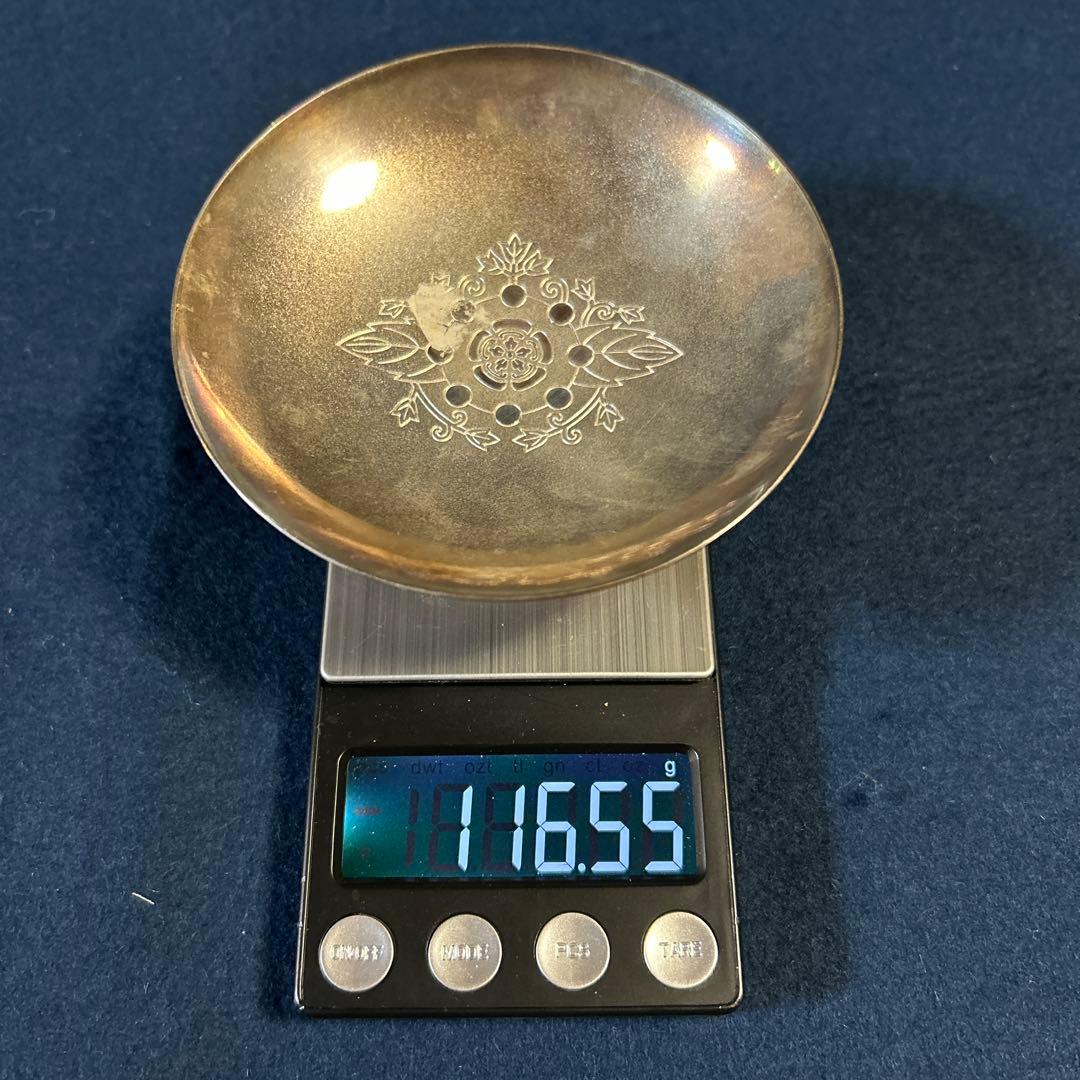 京都歴史資料、昭和11年「祇園八坂会館新築紀念銀盃」116.6g 造幣局製　桐箱