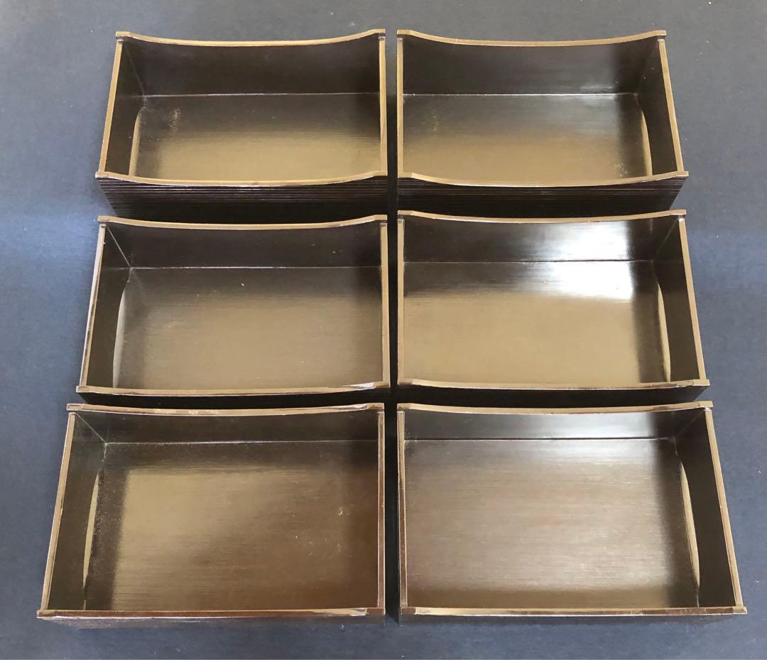 《R》茶道具 蝋色 莨盆6客 木製漆器 木箱　250805F4