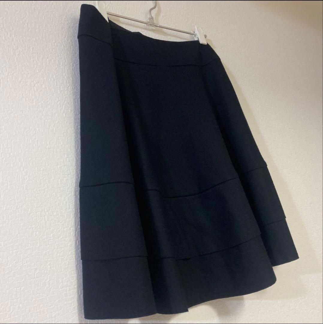 To be chic 黒 ティアードスカート ウール100%裏地つき