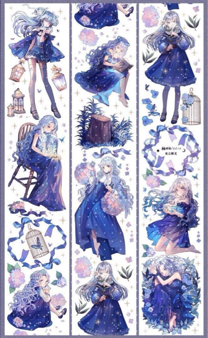 《在庫ラスト❗️処分セール》海外人物　マスキングテープ　墨魚 14点　⚠️ホロpet