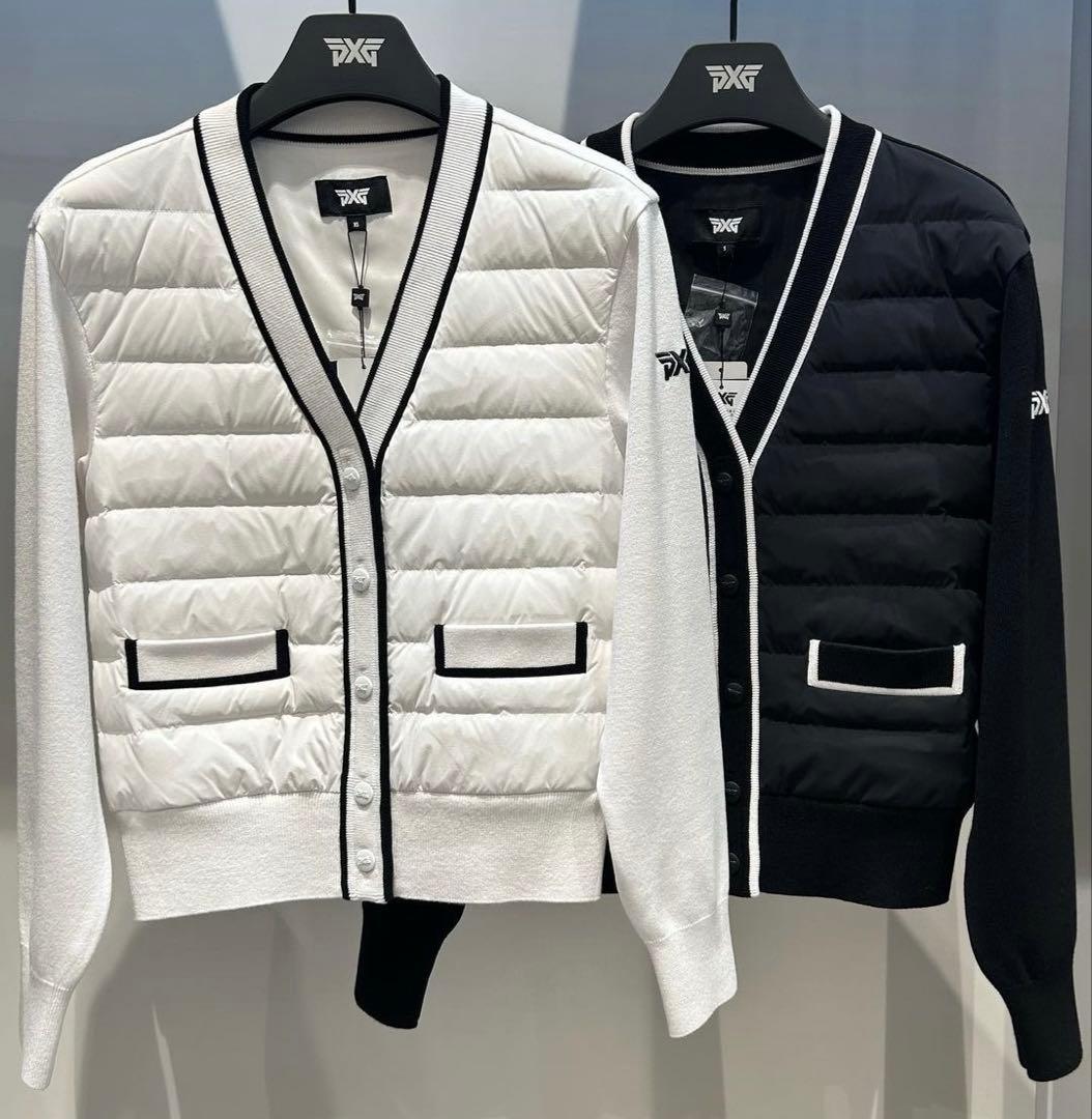 PXG ゴルフ レディース ニットダウン カーディガン ジャケット 長袖 白L