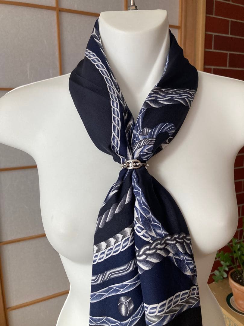 エルメス　シルバー　スカーフリング レガート　シェーヌダンクル