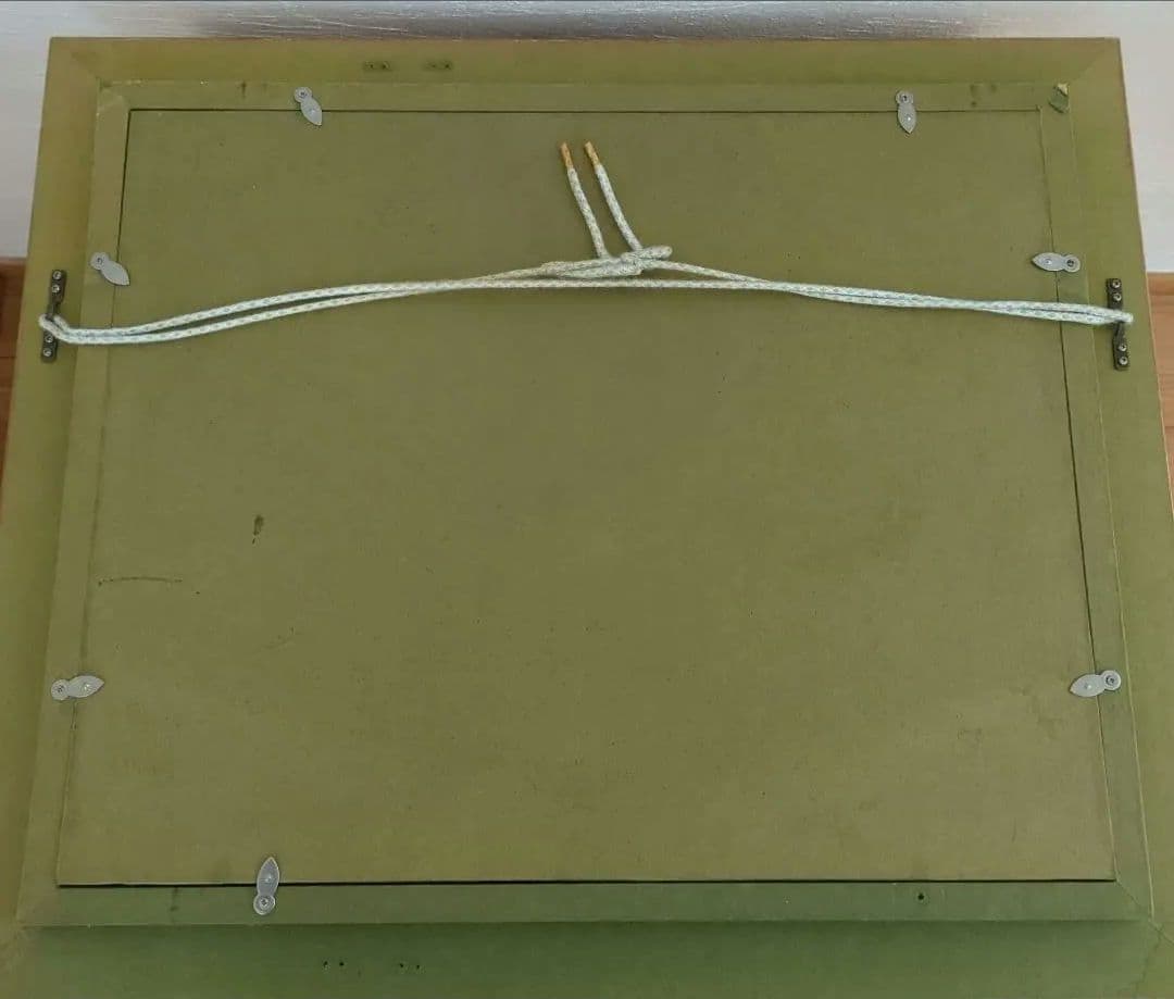 赤富士 水口新一 油彩画 金色フレーム付き 赤富士 水口新一 油彩