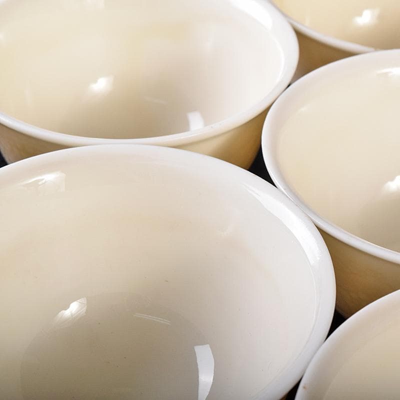 中国 徳化窯白磁 印刻 双龍文 煎茶碗 六客 V 8129E