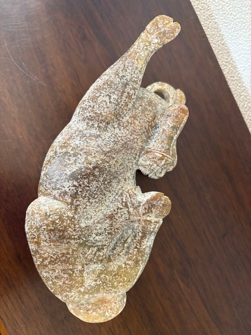 石？玉？の牛の中国的置物 角アリ 25cm、2.3 kg