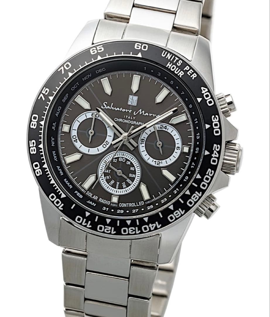 【美品】Salvatore Marra 電波ソーラー時計