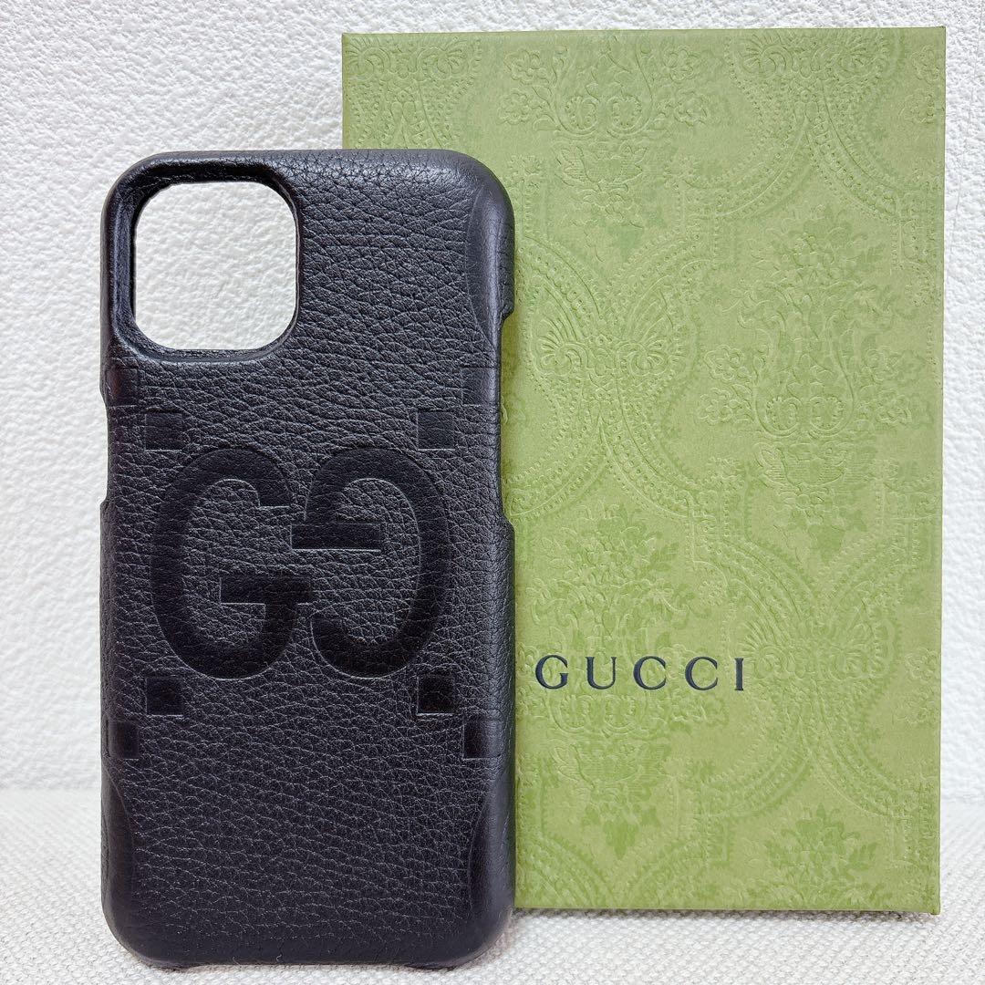 新品GUCCI iPhone15 ケースGGジャンボレザースマホケース