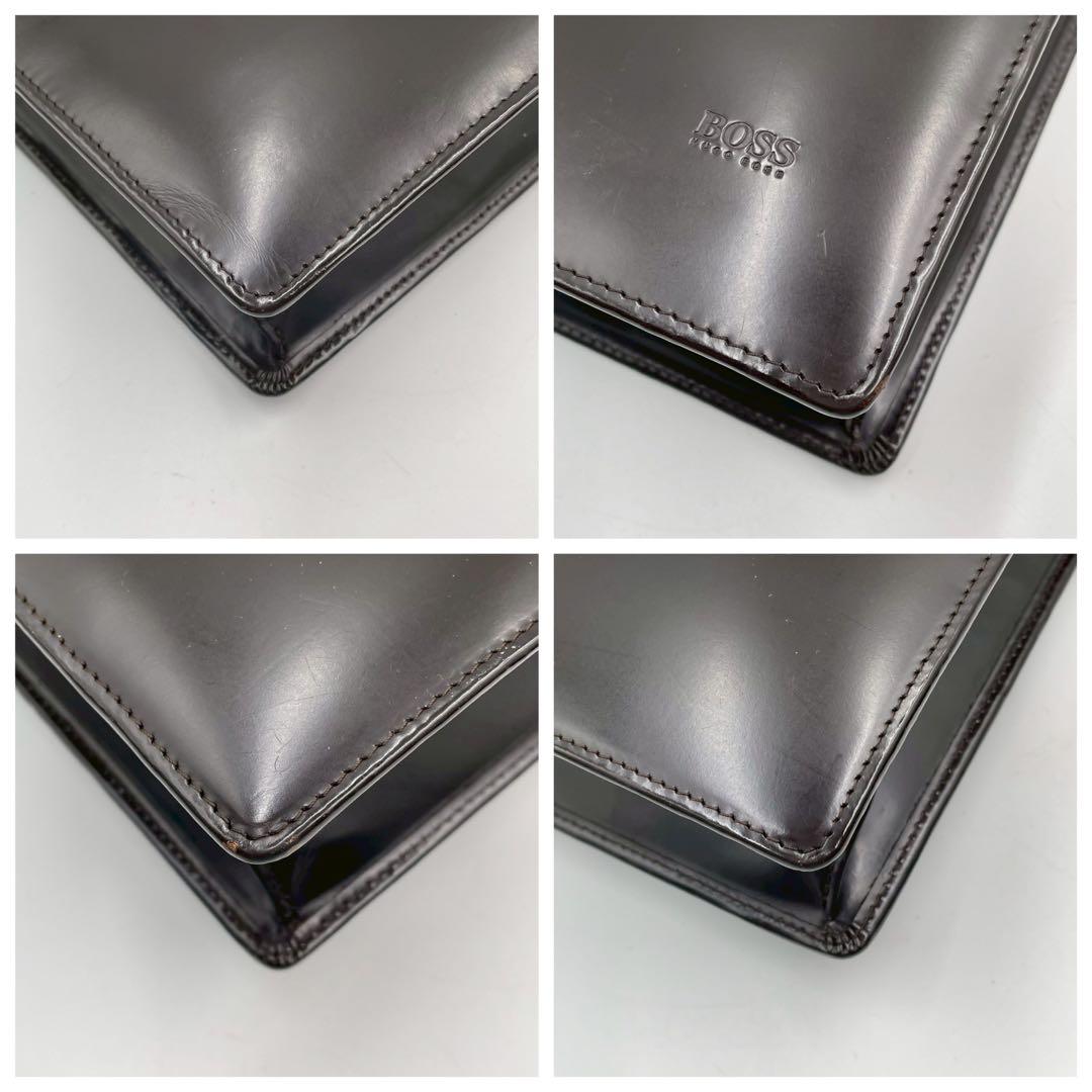 良品　ボス　ビジネスバッグ　レザー　鍵金具　通勤　保存袋付　ブラック