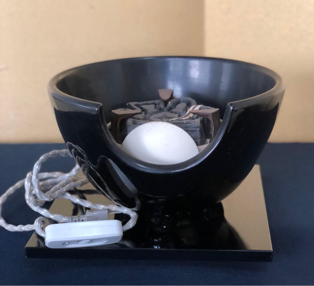 《R》野々田式 風炉型電熱器 黒真塗 B 小板付 元箱付 ① 1f