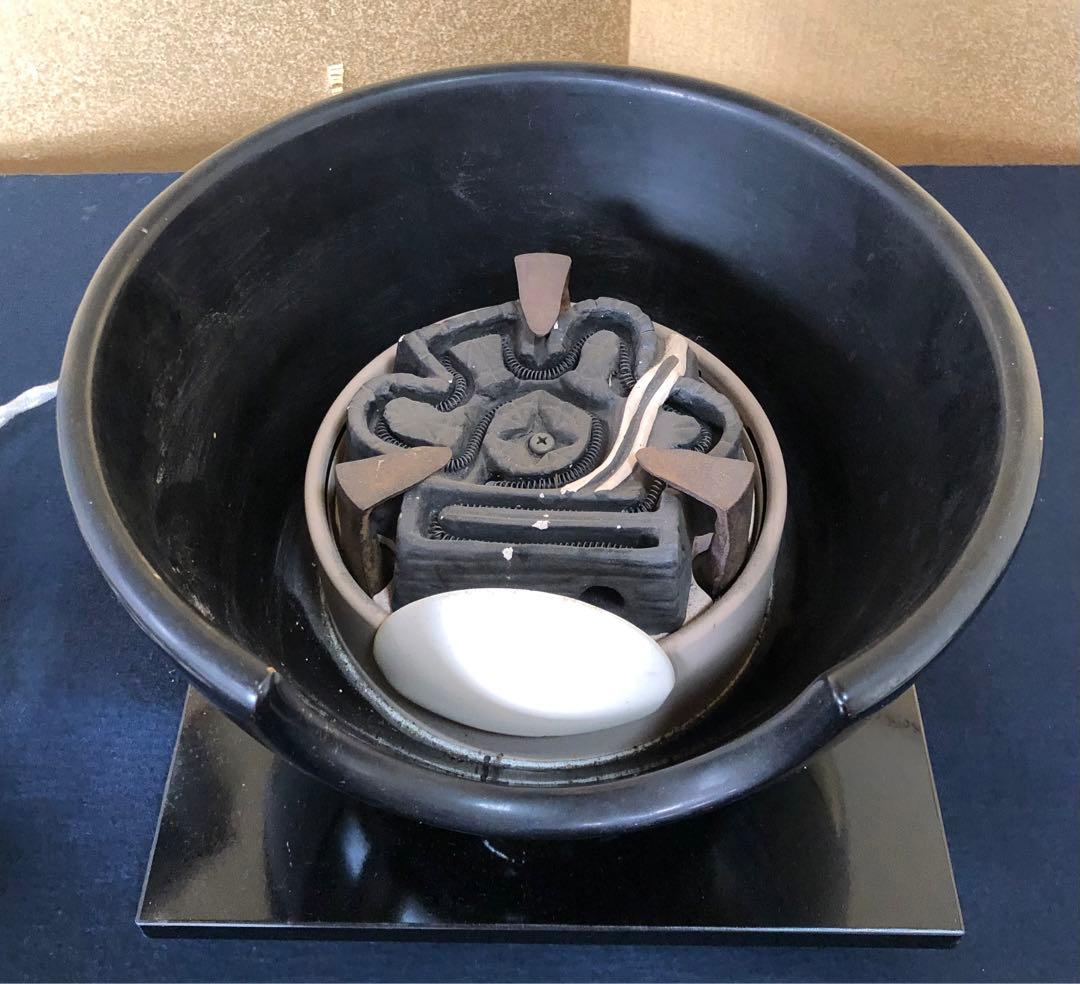 《R》野々田式 風炉型電熱器 黒真塗 B 小板付 元箱付 ① 1f