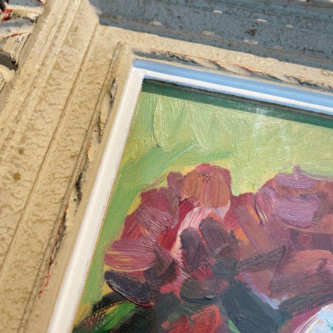 【額縁付き】薔薇 油絵【壁掛け可能】