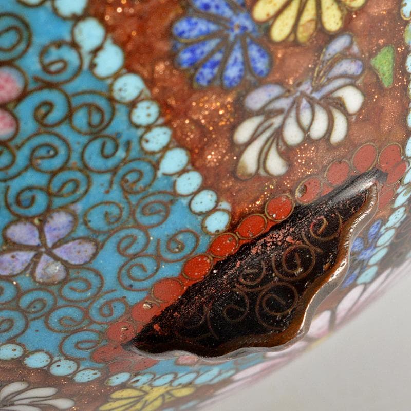 中国 古七宝琺瑯彩 花文 蓋物 D R5798 - メルカリ