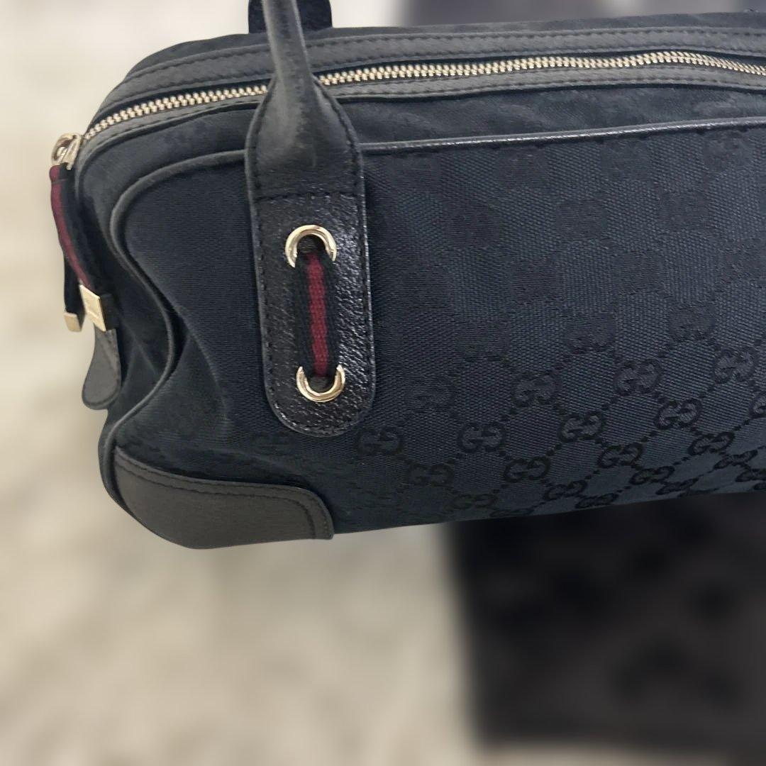 【美品】GUCCI プリンシー GGキャンバス ミニボストンバッグ 肩掛け 黒