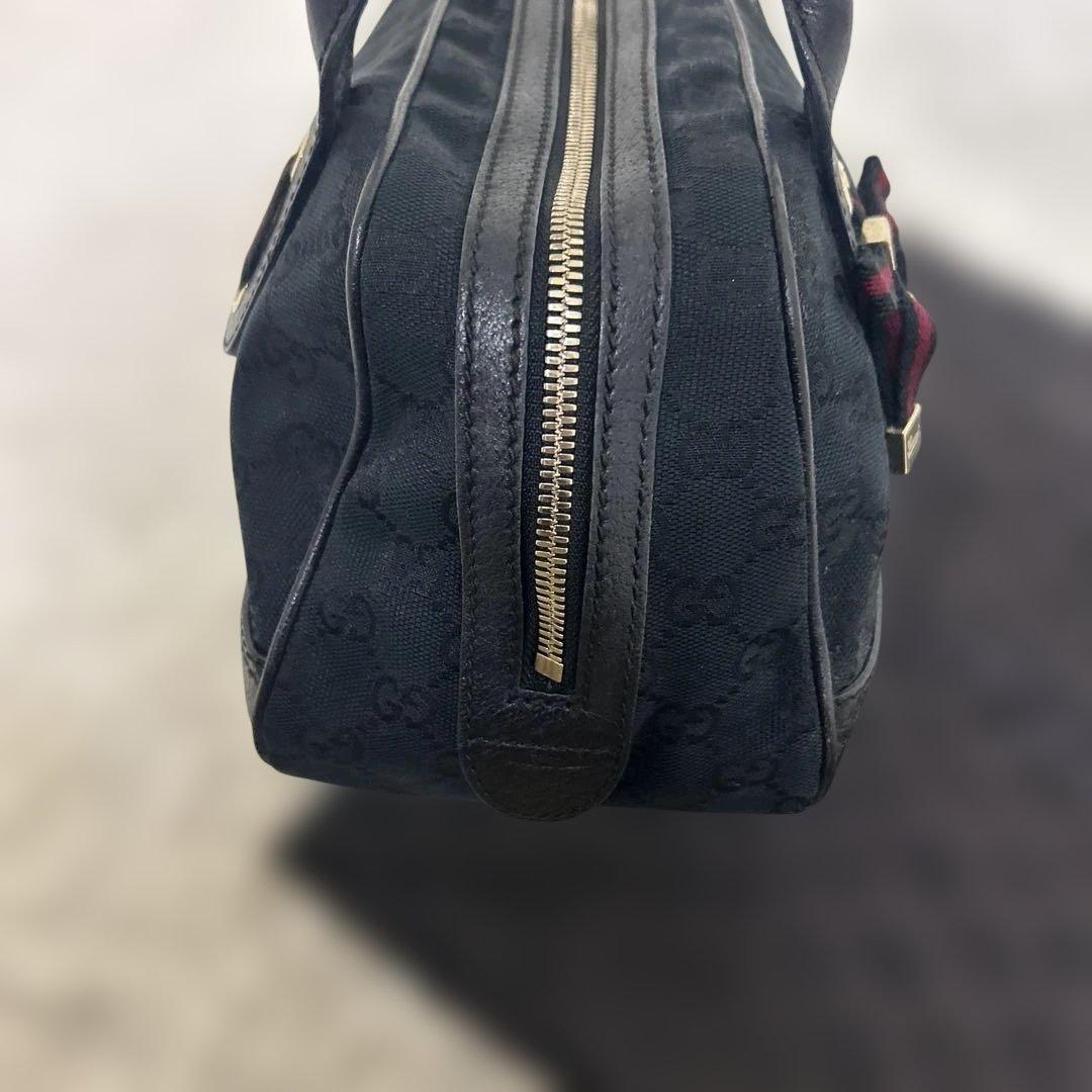 【美品】GUCCI プリンシー GGキャンバス ミニボストンバッグ 肩掛け 黒