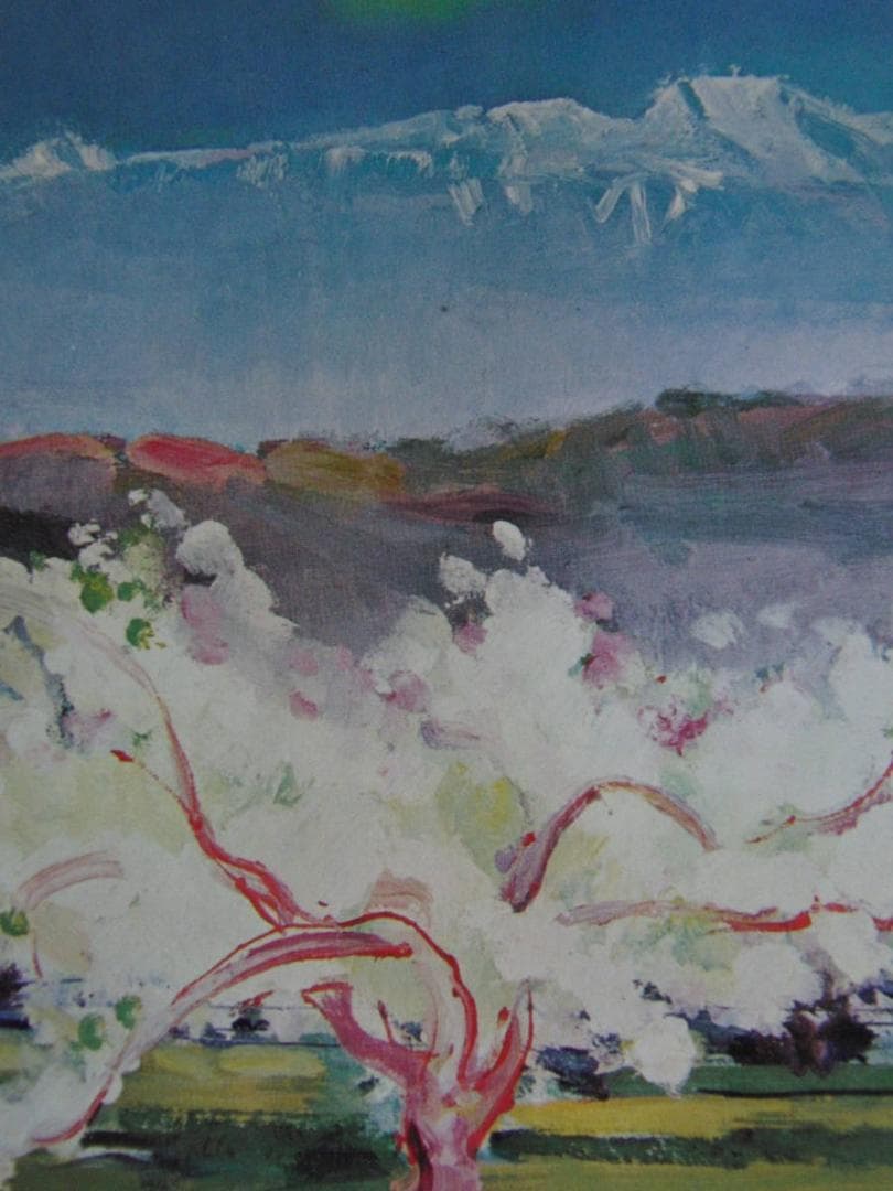 西尾善積、【りんごの花咲く頃】希少な額装用画集より、厳選、新品額装、マット額装付