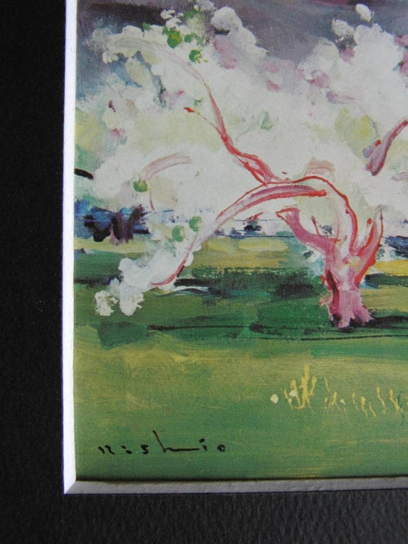 西尾善積、【りんごの花咲く頃】希少な額装用画集より、厳選、新品額装、マット額装付