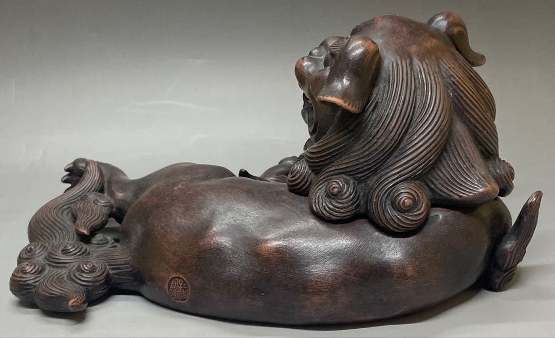 古備前　玉乗り　獅子香炉 　bg410