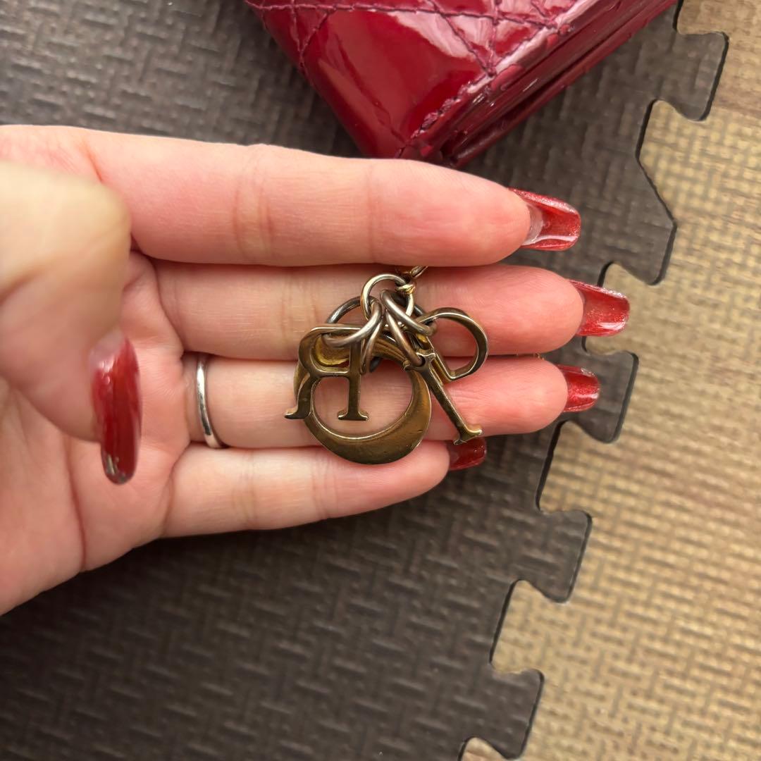 クリスチャンディオール パテントレザー 三つ折り財布　ロータスウォレット