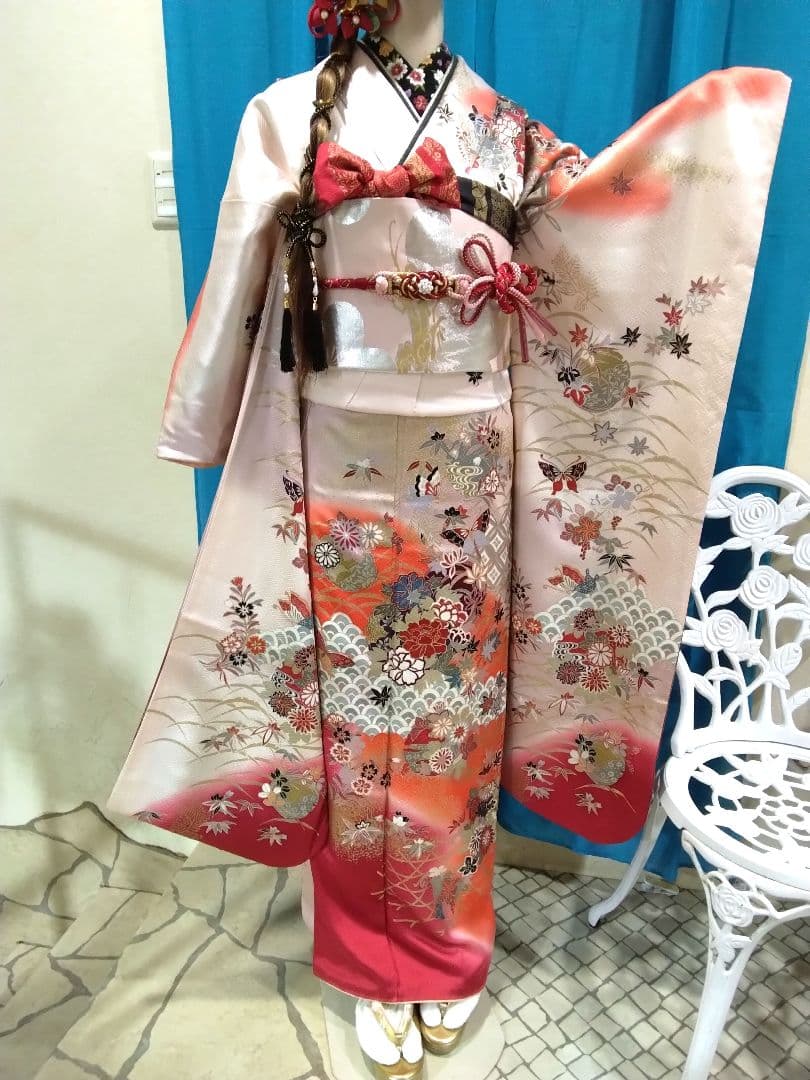 振袖フルセット、振袖セット、正絹綸子、成人式、長襦袢