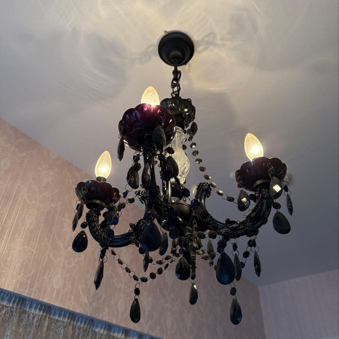 美品◆4灯ブラックシャンデリア