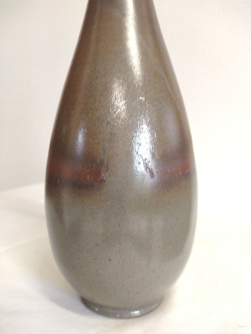 備前焼　二代藤原楽山（岡山県指定重要無形文化財保持者）作　塩青焼一輪立