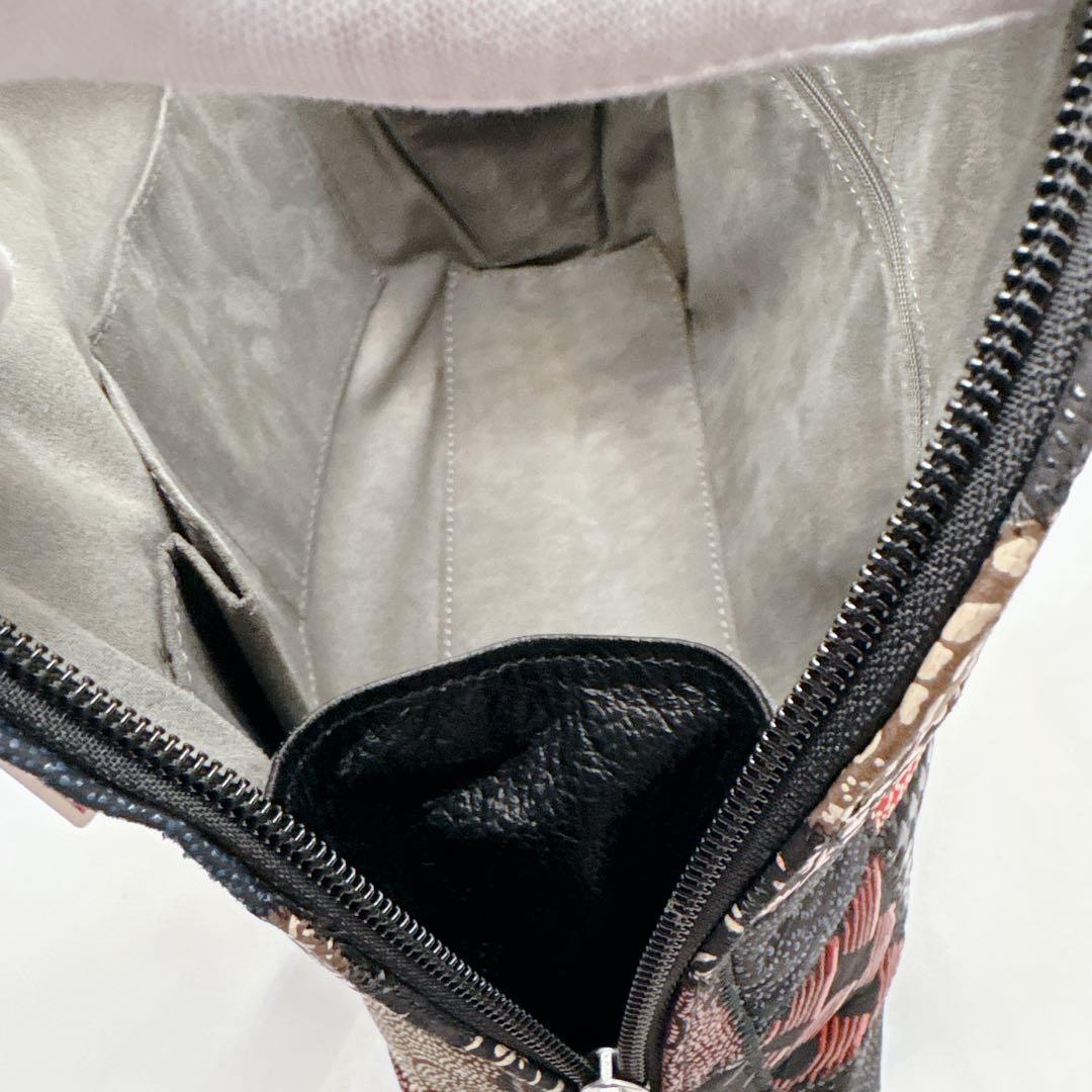 未使用級 印傳屋 印伝 パッチワークハンドバッグ JRA公認 鹿革 長財布付き