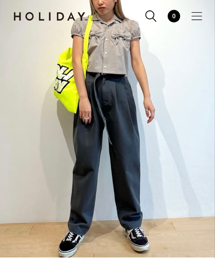 ★HOLIDAY DICKIES BELTED 2TUCK PANTS GRAY