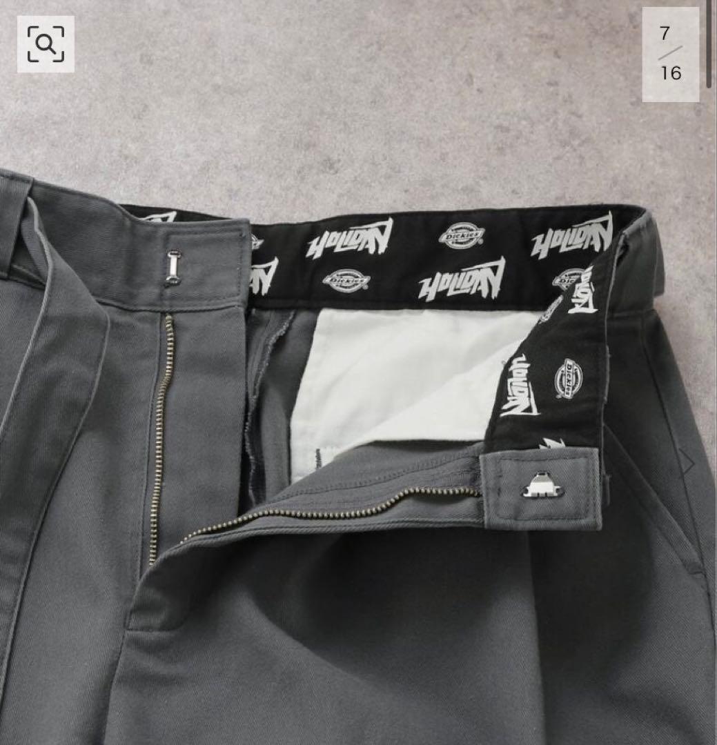 ★HOLIDAY DICKIES BELTED 2TUCK PANTS GRAY