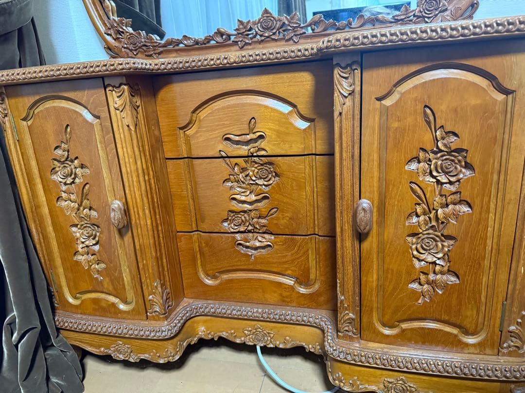 クレマ様専用 アンティーク 木製ドレッサー・鏡台セット 引き取り限定