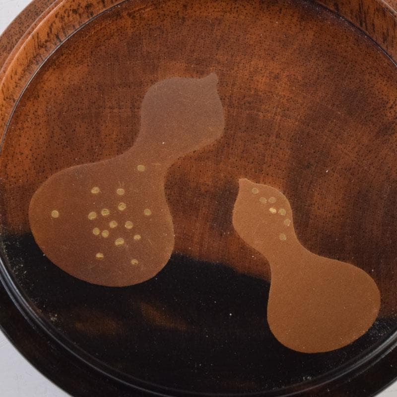 茶道具 正博作 黒柿製 六瓢蒔絵 香合 共布共箱 V 9034