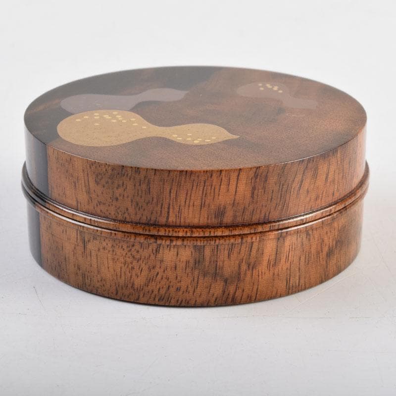 茶道具　正博作　黒柿製　六瓢蒔絵　香合　共布共箱　V　9034