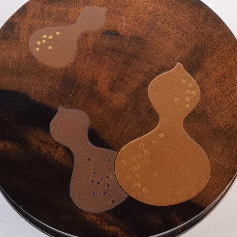 茶道具　正博作　黒柿製　六瓢蒔絵　香合　共布共箱　V　9034