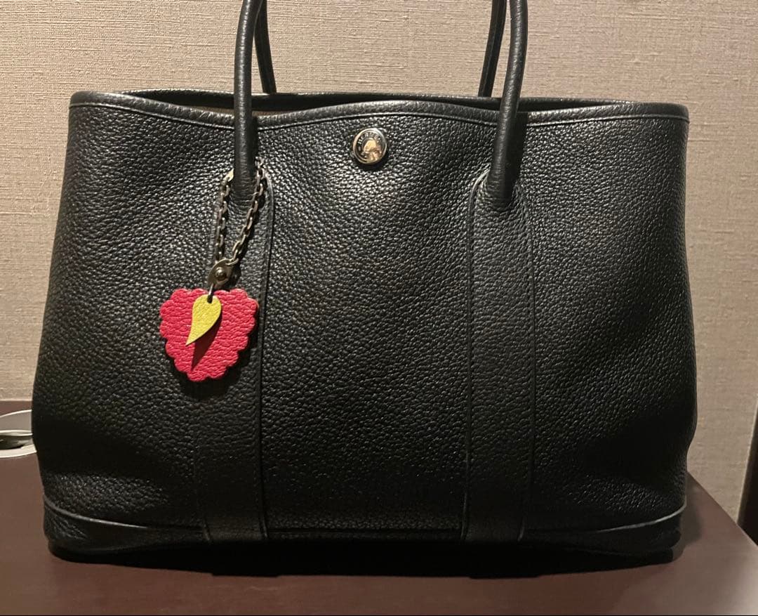 エルメス　ガーデンパーティー　ネゴンダ　レザー　黒　美品