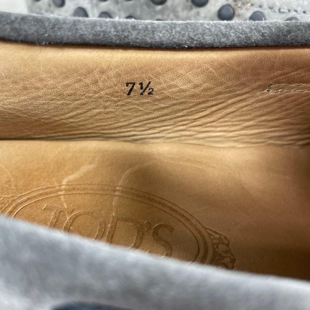 【美品】TOD'S スエード ドライビングシューズ　モカシン　グレー27.5cm