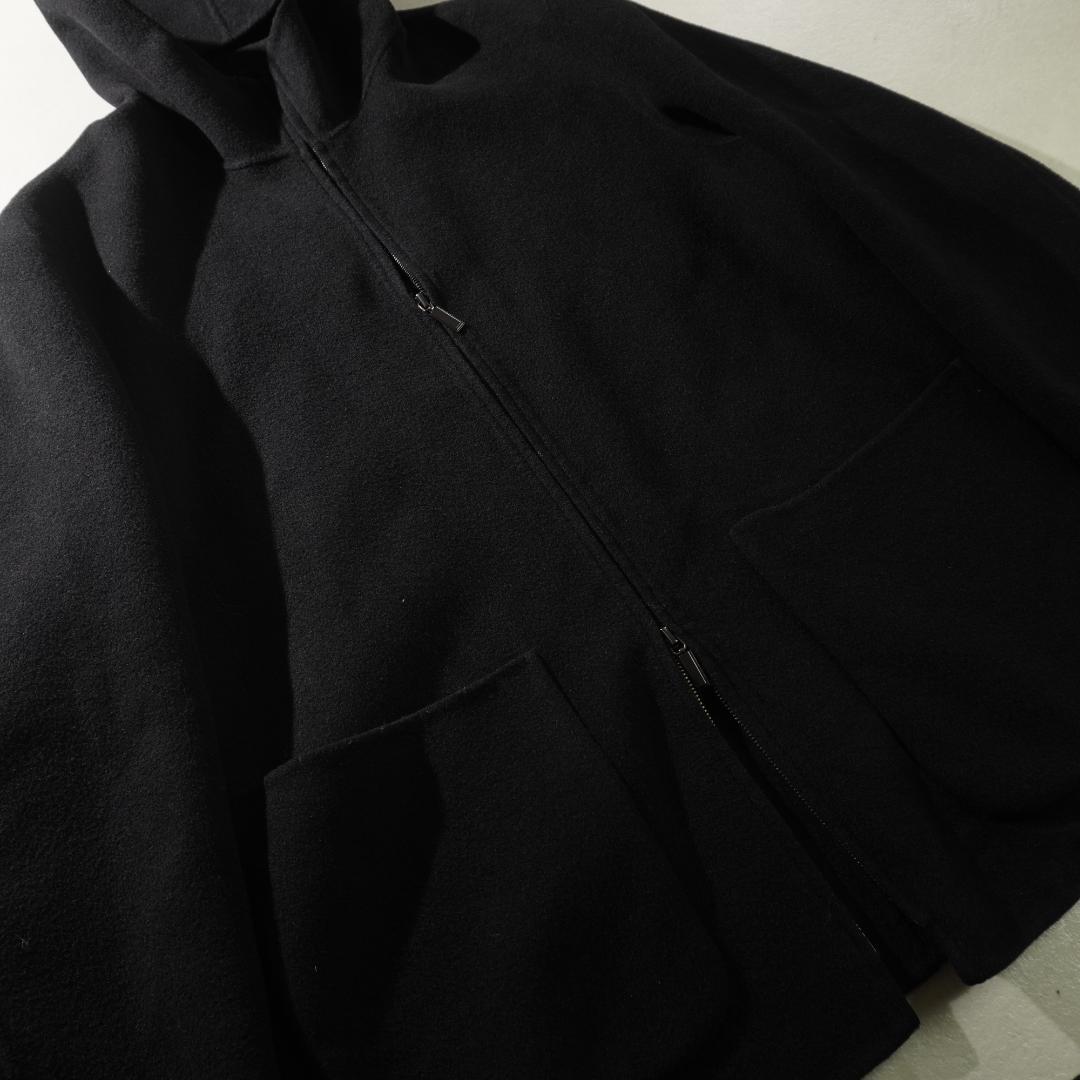 DONNA KARAN フードウールジャケット コート ブラック/CZ178