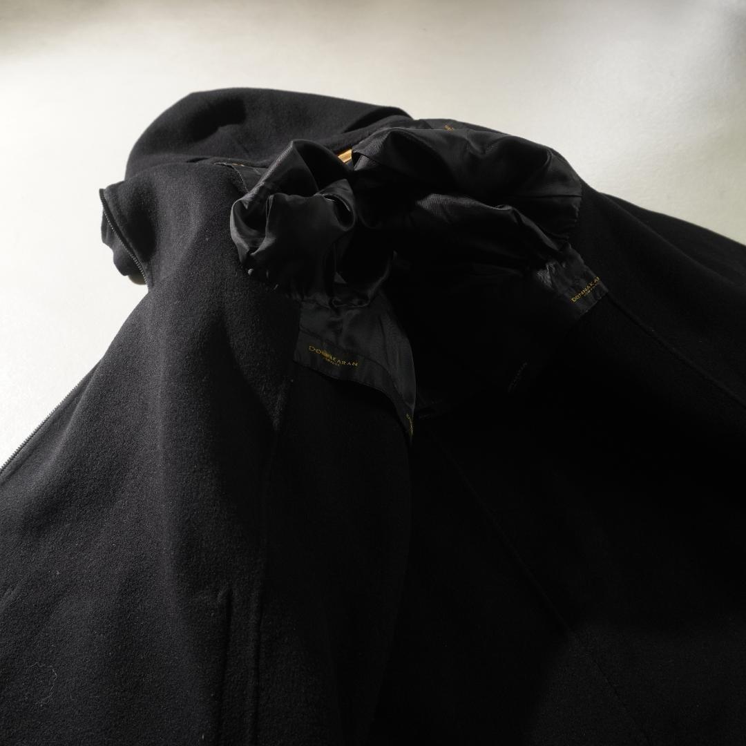 DONNA KARAN フードウールジャケット コート ブラック/CZ178