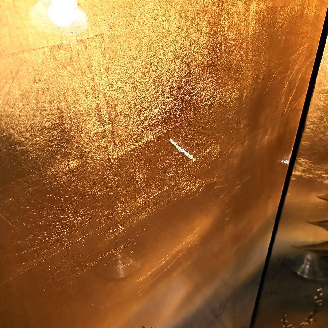 金箔 漆塗り ヴィンテージ屏風 衝立 パーテーション 縁起物 風水 金運