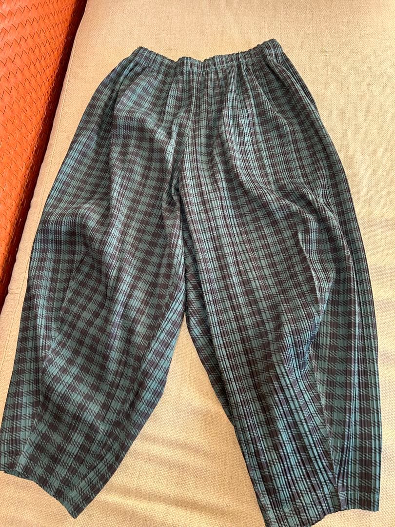 ⭐️最終価格⭐️プリーツプリーズシェファードチェックグリーンパンツ極美品❣️