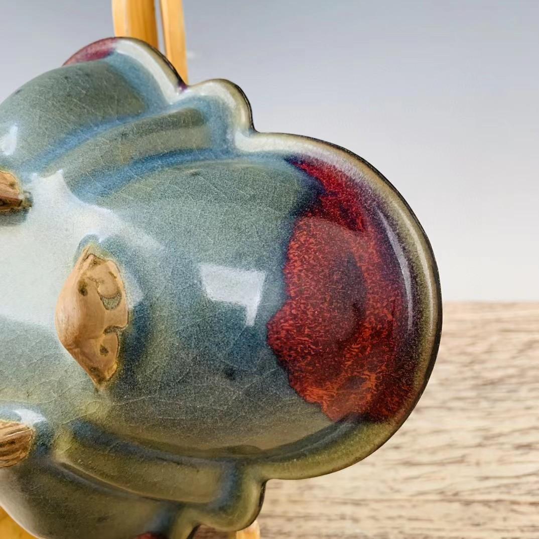 中国古美術・旧蔵の磁器・宋钧窯曜変包銀口筆洗・置物・曜変